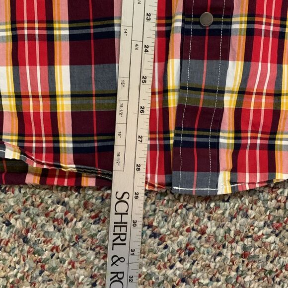 Rocawear Denim Co. Master Builders Red Plaid Cotton SS Snap Front Shirt Size XL - Picture 16 of 16